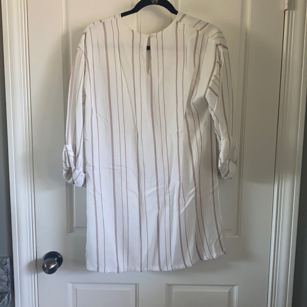Tan and White Striped Dress